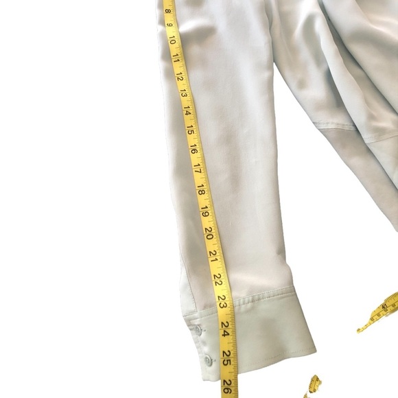 Trouve pale green long sleeve silk button down sheer top size small - Picture 8 of 11